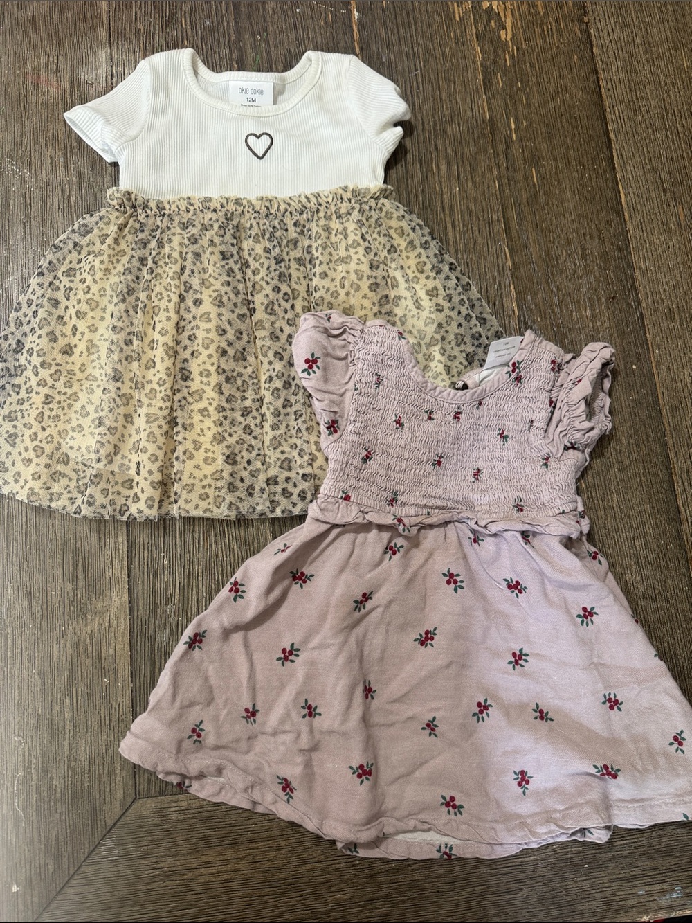 12M Okie Dokie & One Nation Baby Girl Dress Bundle | 2 Dresses